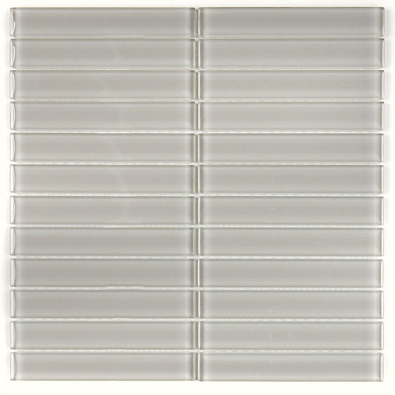Carreau de mosaïque murale en verre 1 po x 6 po Geneva, Blanc plume uni classique