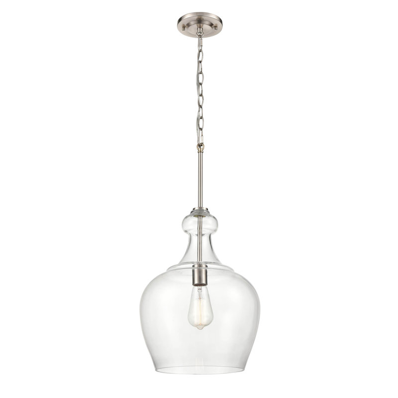1 - Light Kitchen Island Pendant, Brushed Nickel