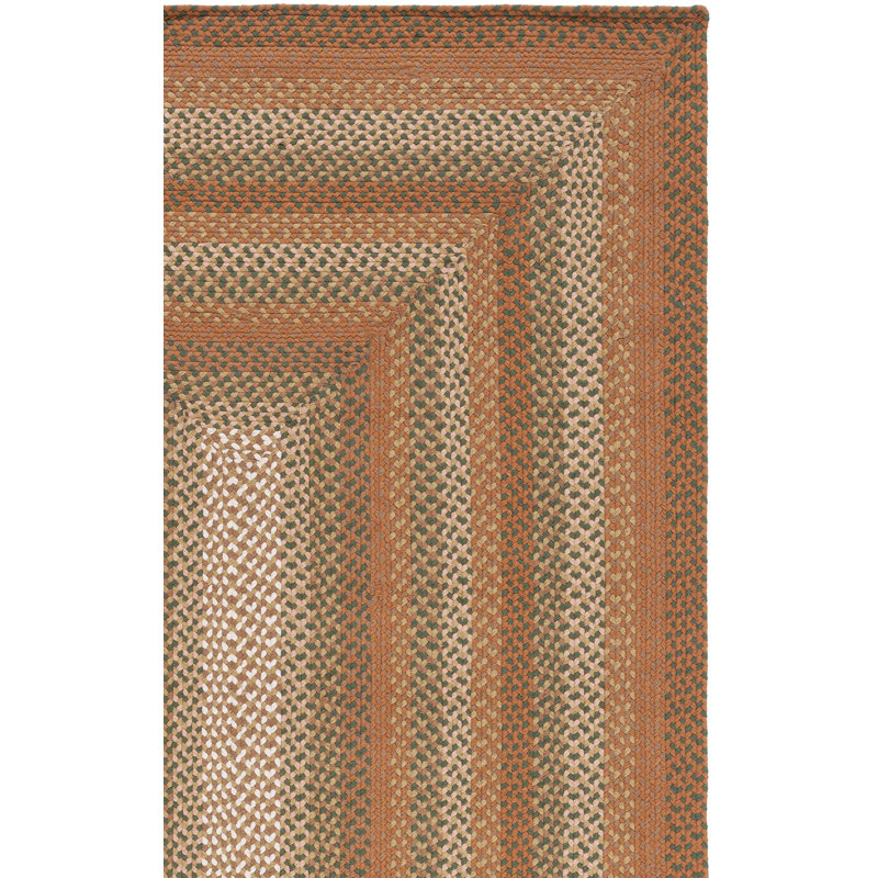 Braided Flat Weave Cotton/Others Striped Rug in Brown/Ivory, Square 6'