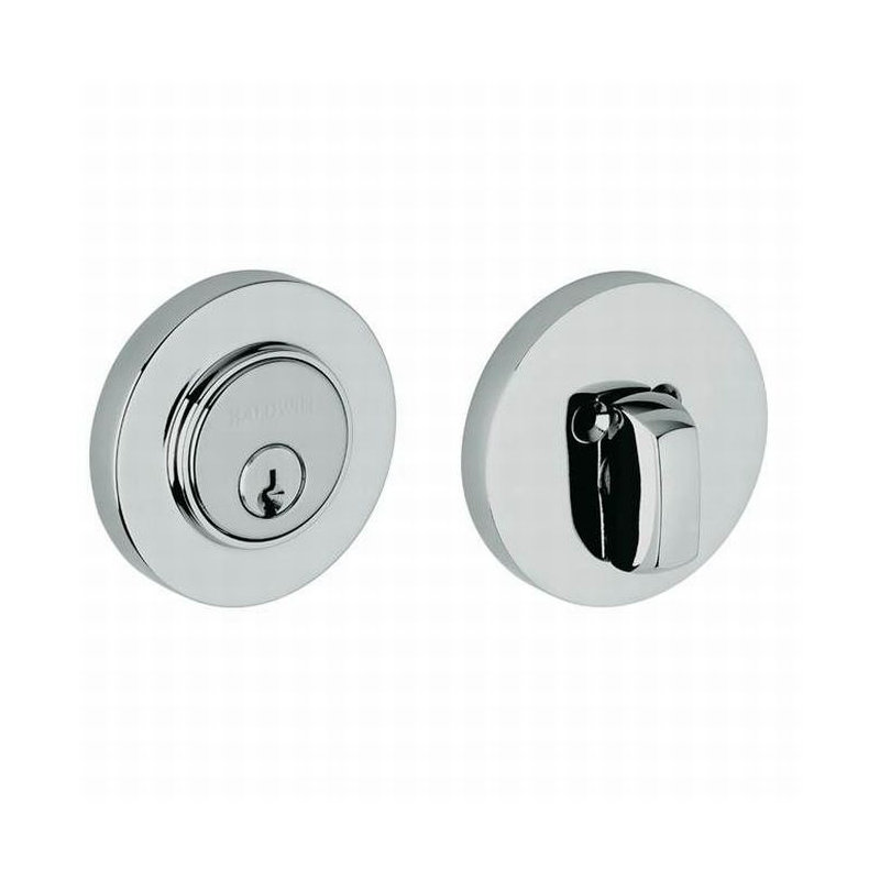 Contemporary Low Profile Single Cylinder Deadbolt, Polished Chrome, Yes