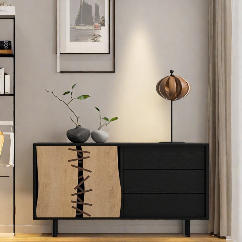 Armoire d'appoint Minimal Black, H 33,46 po x l 47,24 po x P 15,75 po