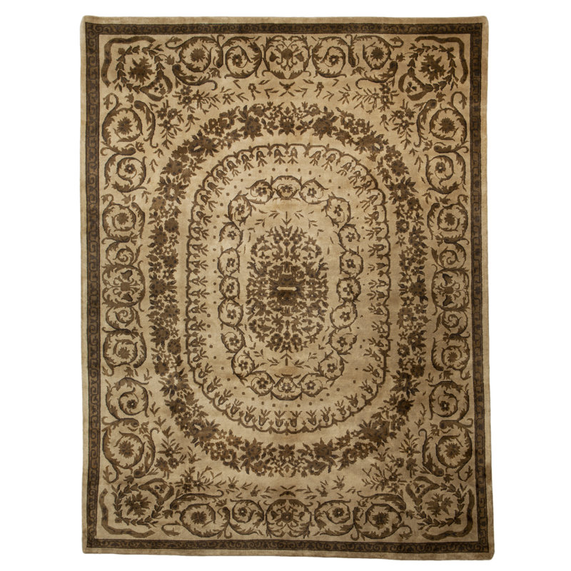 Alfonsa One-of-a-Kind 9' X 12' Wool Area Rug in Cream