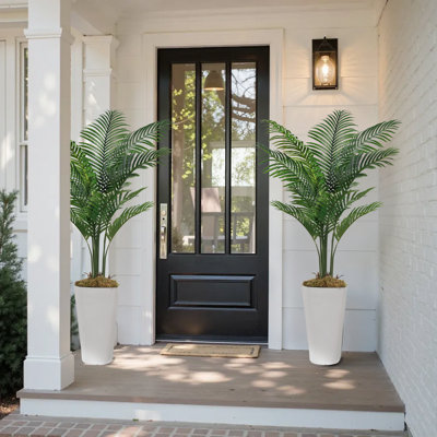 60 "Modern Style White Square Basin Artificial Palm Tree Set, Faux Plant(Set of 2)