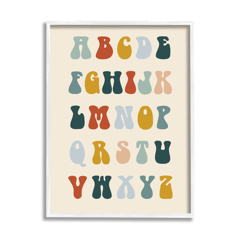 Ba-957 - Lettres de l'alphabet terreux encadrées sur bois par Lil 'Rue, art textuel, Giclée encadrée blanc bord de mer