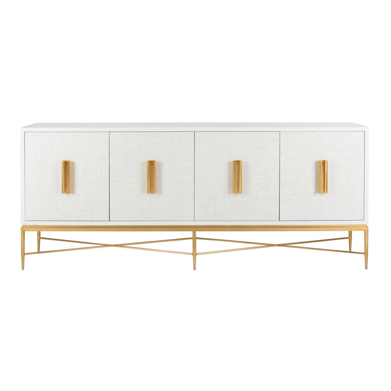 Buffet de 84 po de largeur Williams, Blanc / feuille d'or antique