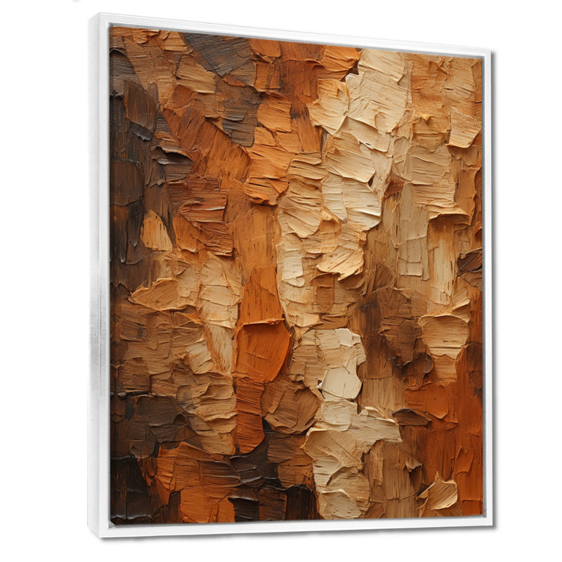 «Brown Tree Bark Essence 2», reproduction sur toile encadrée, Cadre flottant blanc, H 20 po x l 12 po x P 1 po