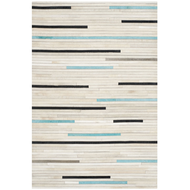 Tapis rayé ivoire, Rectangle 5 pi x 8 pi