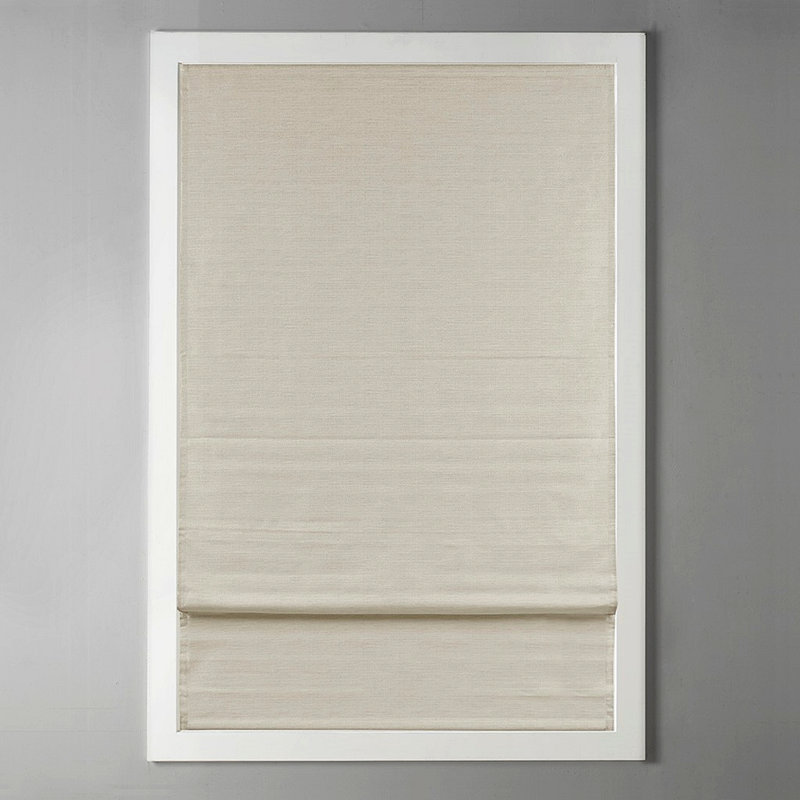 Printed Faux Silk Room Darkening Cordless Roman Shade Living Room Curtain Blackout Curtain, Ivory, 33.05" W x 64.05" L