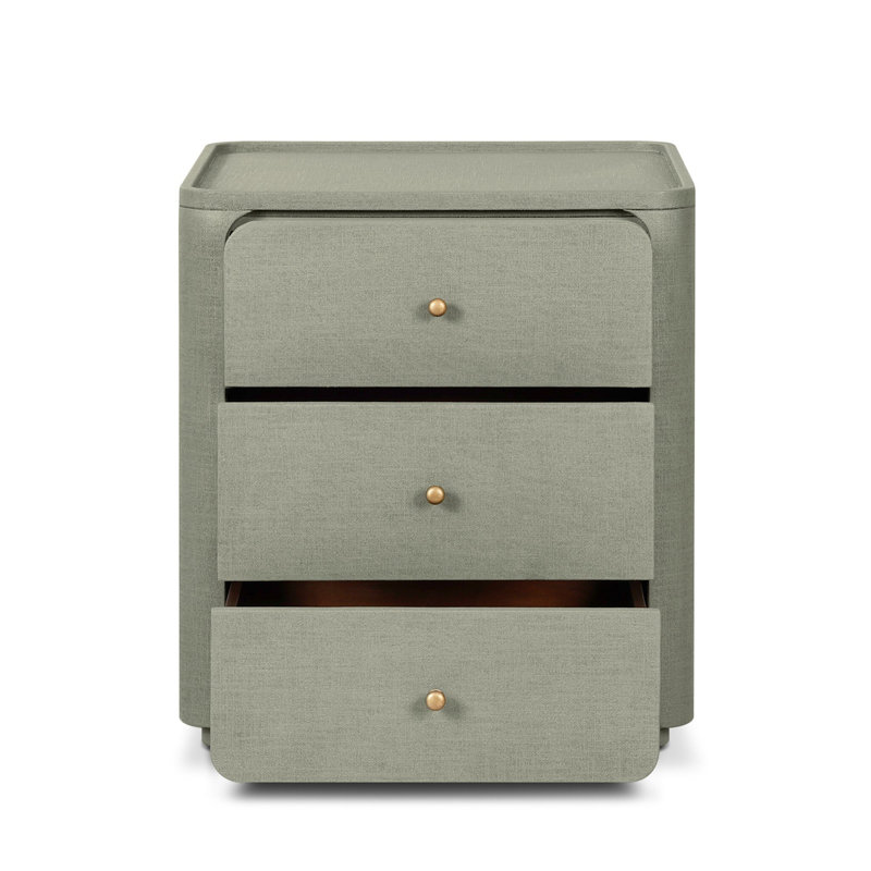 Paula 3 - Drawer Nightstand, Beige Painted Linen