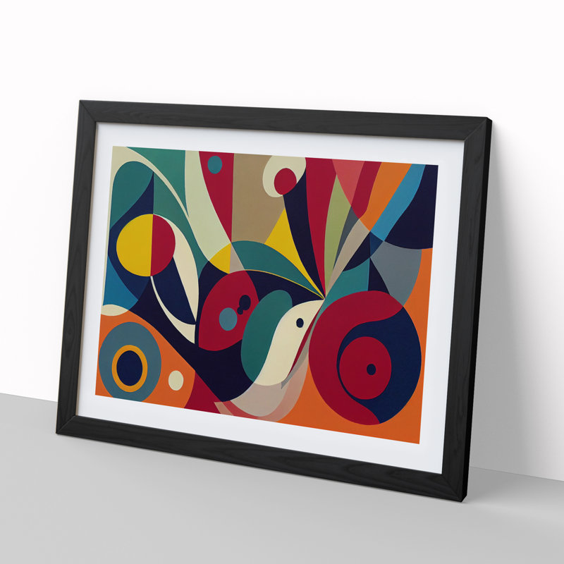 Enlivening Modern Abstract - Single Picture Frame Print, 46cm H x 64cm W x 2cm D, Black 
