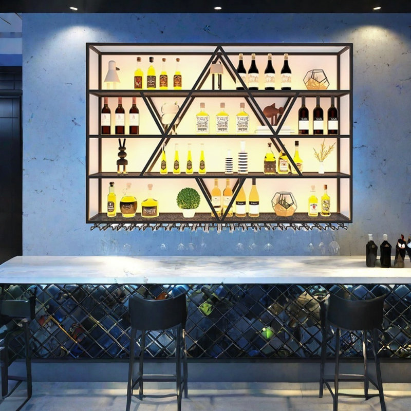 Support à vin mural Polygonal, H 51,1 po x l 59 po x P 7,8 po