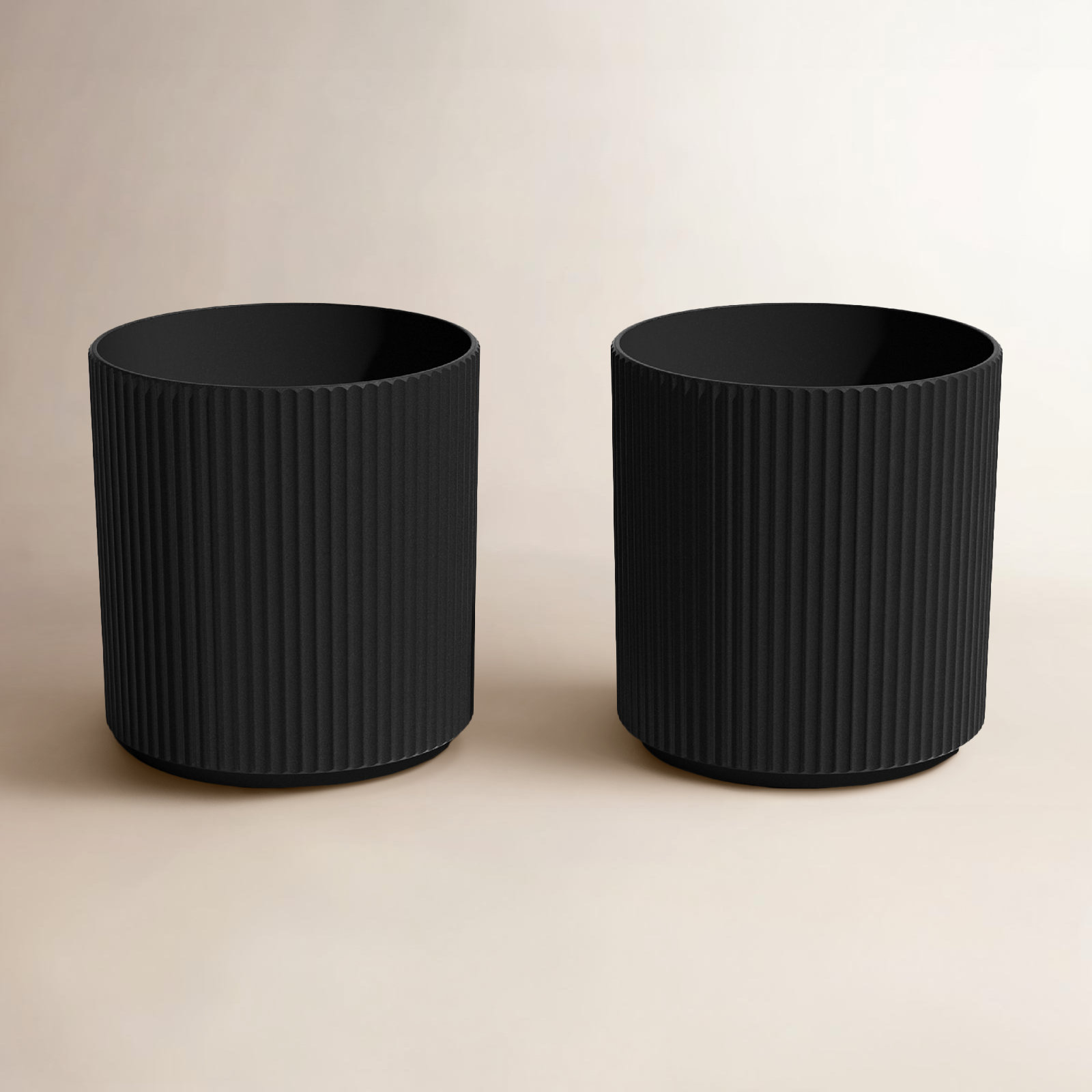 Demi Series 19" Pot Planter, Black, 2, 19.75" H x 18.5" W x 18.5" D