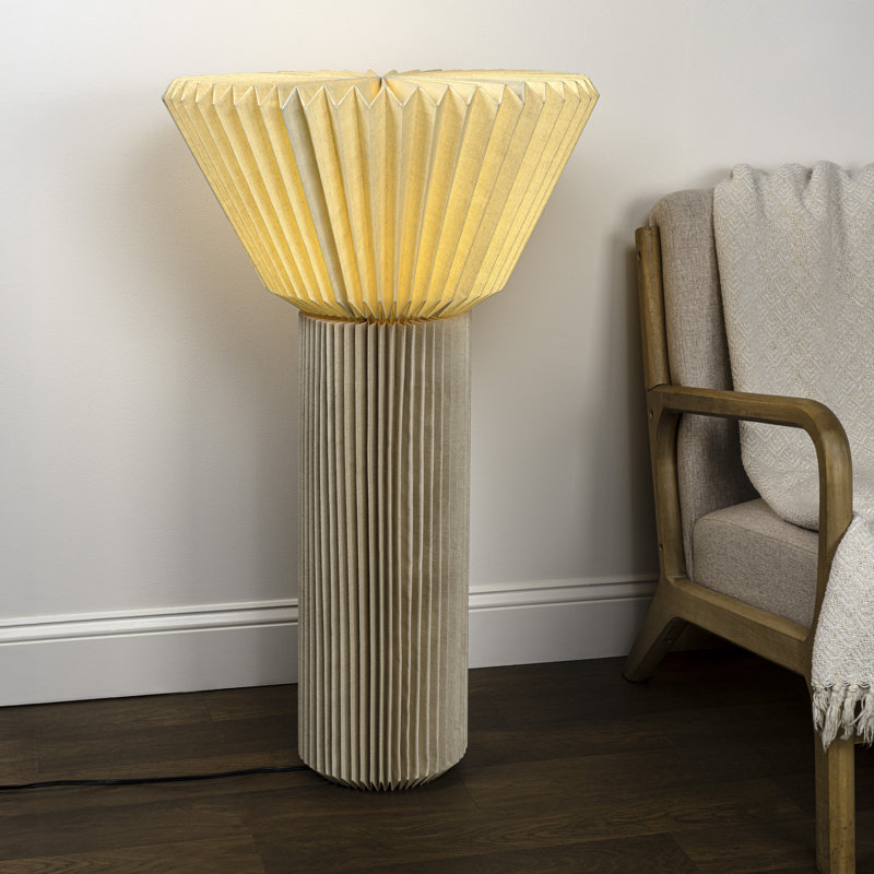 Archer 37" Modern Minimalist Pleated Shade Floor Lamp, Natural