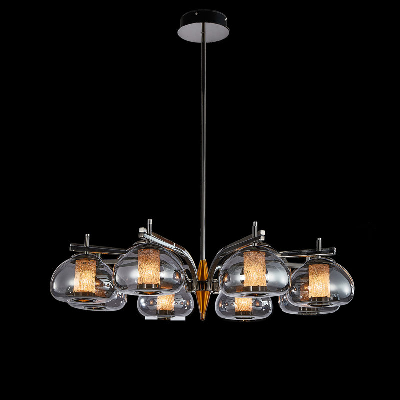 Ember 8-Light Smoked Glass LED Chandelier - Black