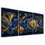 Ensemble de 3 toiles murales dorées, luth doré et cor français avec rubans bleus-131364915