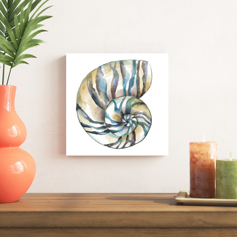 «Aquarelle Shells II», peinture sur toile, H 12 po x l 12 po, Toile tendue