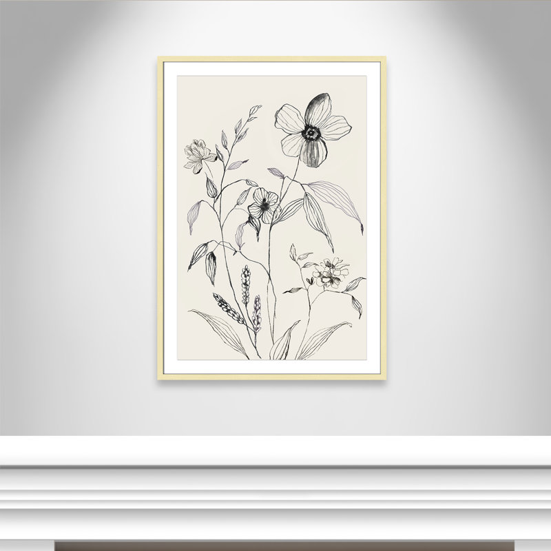 «Petal Harmony I Print» par Asia Jensen, Blanc, H 41,5 po x l 29,5 po x P 1,25 po, Papier avec cadre unique doré