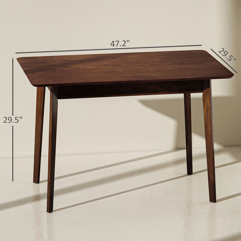 Table de salle à manger de style Mid-Century, table de salle à manger rectangulaire et pieds en bois d'hévéa, Noyer