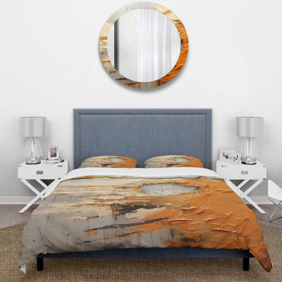 Gold Orange Desert Mirage Spiral III - Abstract Spirals Duvet Cover Set