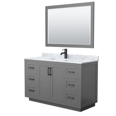 Miranda 54" Freestanding Single Bathroom Vanity with Marble Top with 46" Mirror
