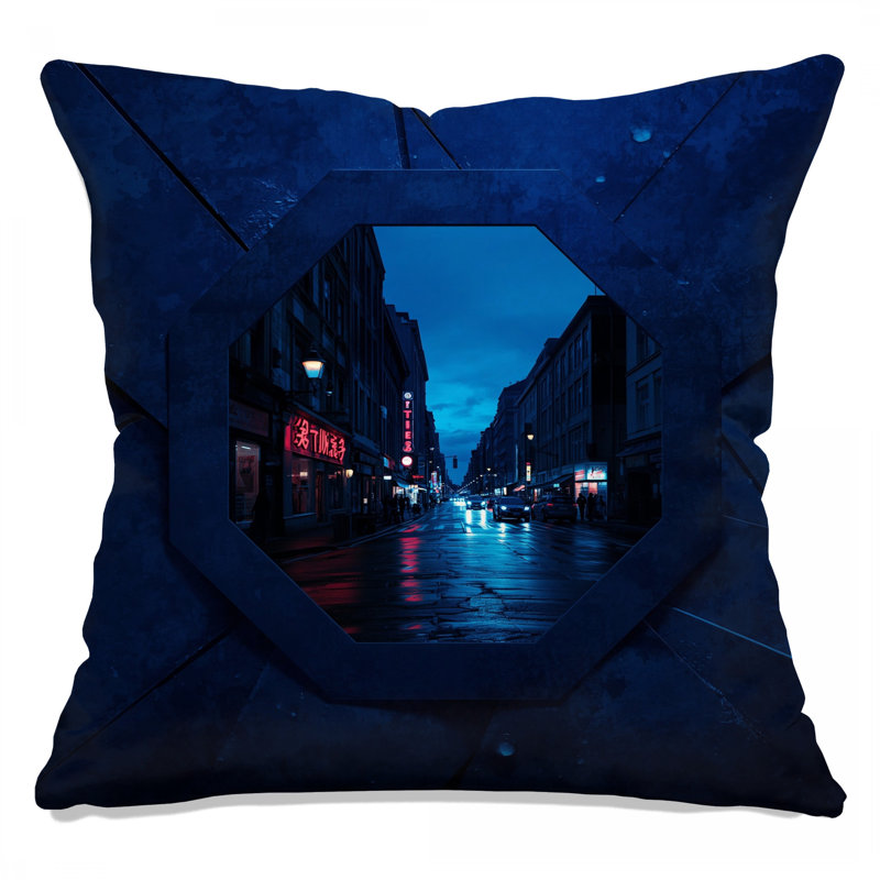 Coussins City Street At Night, 20 x 20 pouces