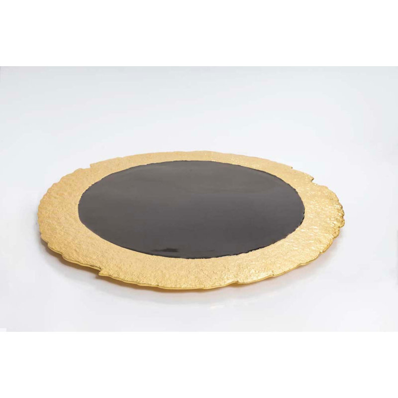 Lazy Susan Large, 0.5" H x 24" W x 24" D, Black/Gold