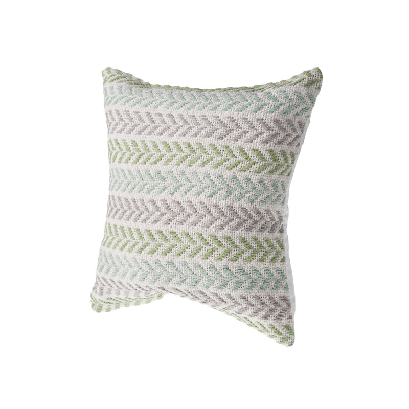 Coussin 100% coton tissé à la main, polyester, Vert / multicolore