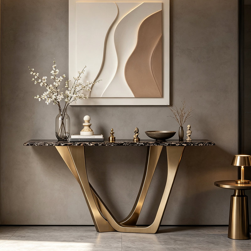 Console d'entrée de luxe italienne, H 33,5 po x l 54,3 po x P 15,7 po