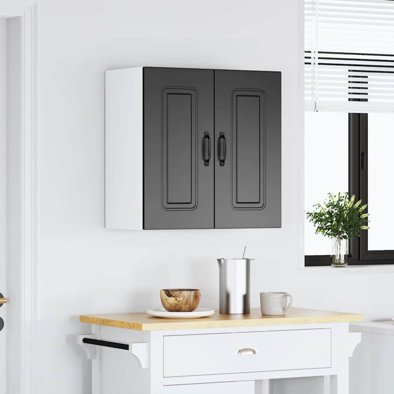 Kitchen Wall Cabinet Kalmar Engineered Wood, 60cm H x 60cm W x 31cm D, Black