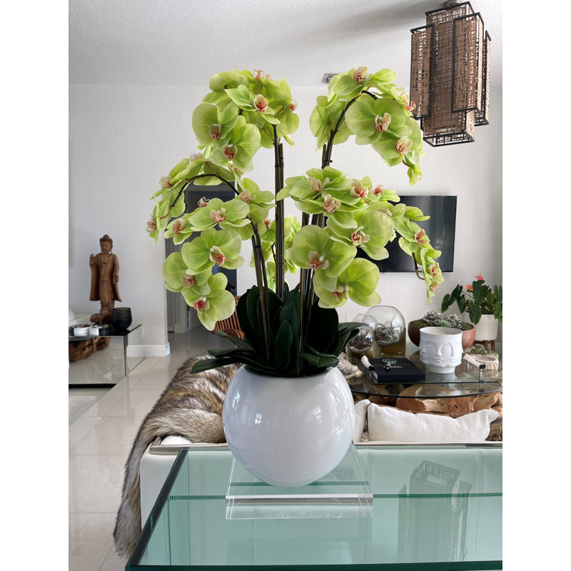 Silk Faux Floral in Pot, Green