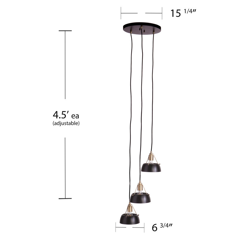 Luminaire suspendu grappe 3 lumières Renmarco, Noir