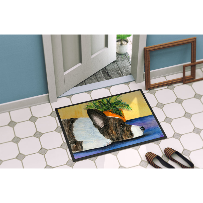 Tapis de porte d’intérieur anti-dérapant corgi, Rectangle 1 pi 6 po x 2 pi 3 po