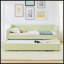 Lit de jour simple, canapé-lit convertible polyvalent 3 en 1 Gingham avec couchette coulissante et poches de rangement latérales, idéal pour les petits espaces-131377785-131377787