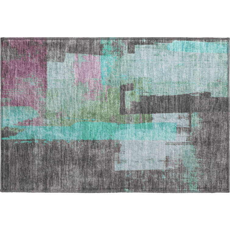 Premium Machine Washable Larrison AMF1779 Blocks Rug