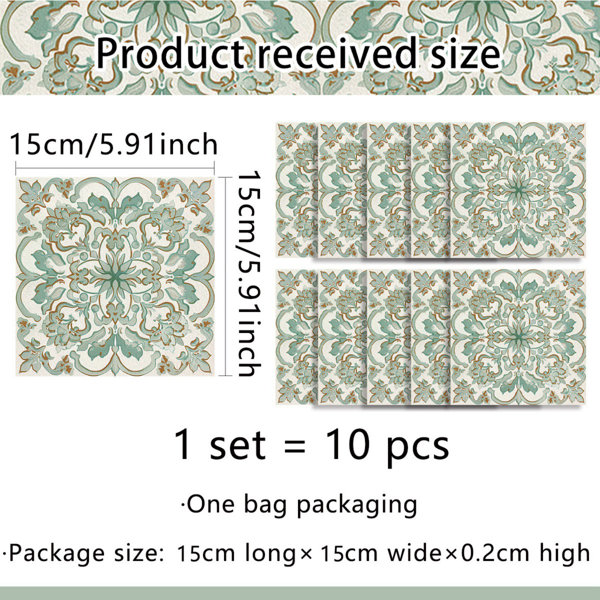 Bungalow Rose Wall Tile Sticker, Self Adhesive Removable Waterproof ...