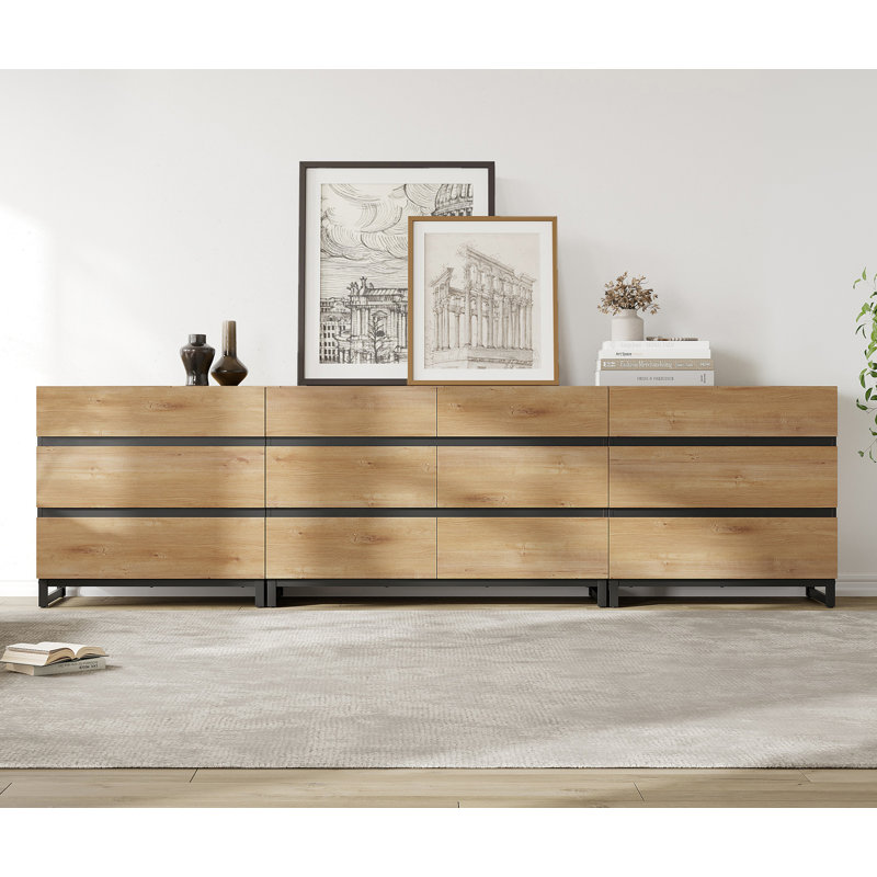 3 In 1 Dresser With 12 Drawers, Modern Chest Of Drawers With Metal Base, Closet Organizers And Storage Cabinet For Bedroom