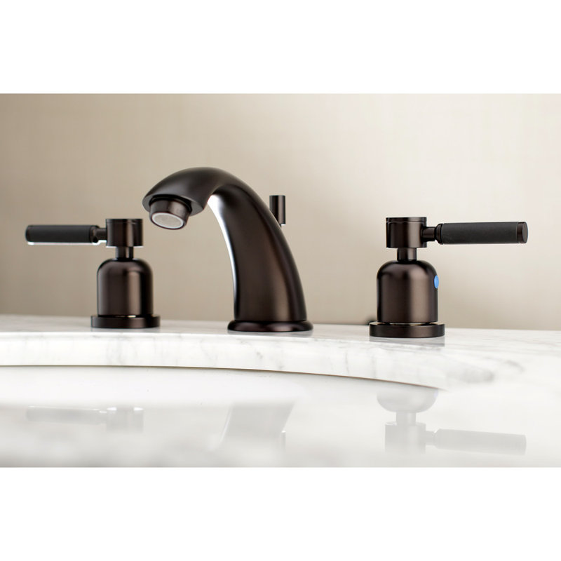 Kingston Brass Kaiser Two-Handle 3-Hole Deck Mount Widespread Bathroom Faucet with Retail Pop-Up Drain, Oil Rubbed Bronze