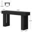 Longue console noire 63 po, canapé rectangulaire en bois avec pieds creux en forme de U pour le vestibule et le salon