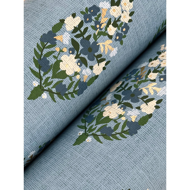 Papier peint motif cachemire, Bleu