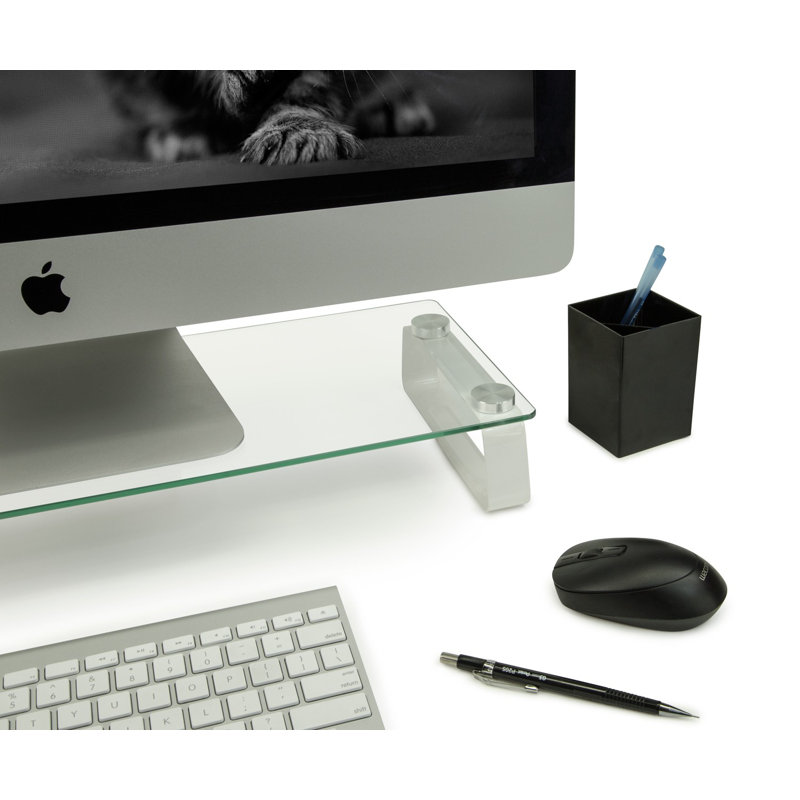 Elevate 22" Clear Tempered Glass Desktop Monitor Stand