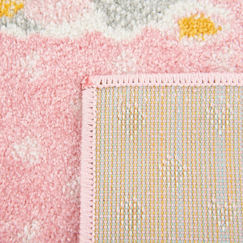 Rectangle Polka Dots Polypropylene Plastic Rug, Runner 2'2" x 3'11", Pink