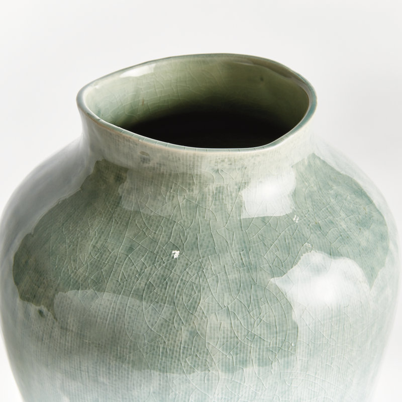 Handmade Ceramic Table Vase, Blue, 11.25" H x 8" W x 8" D