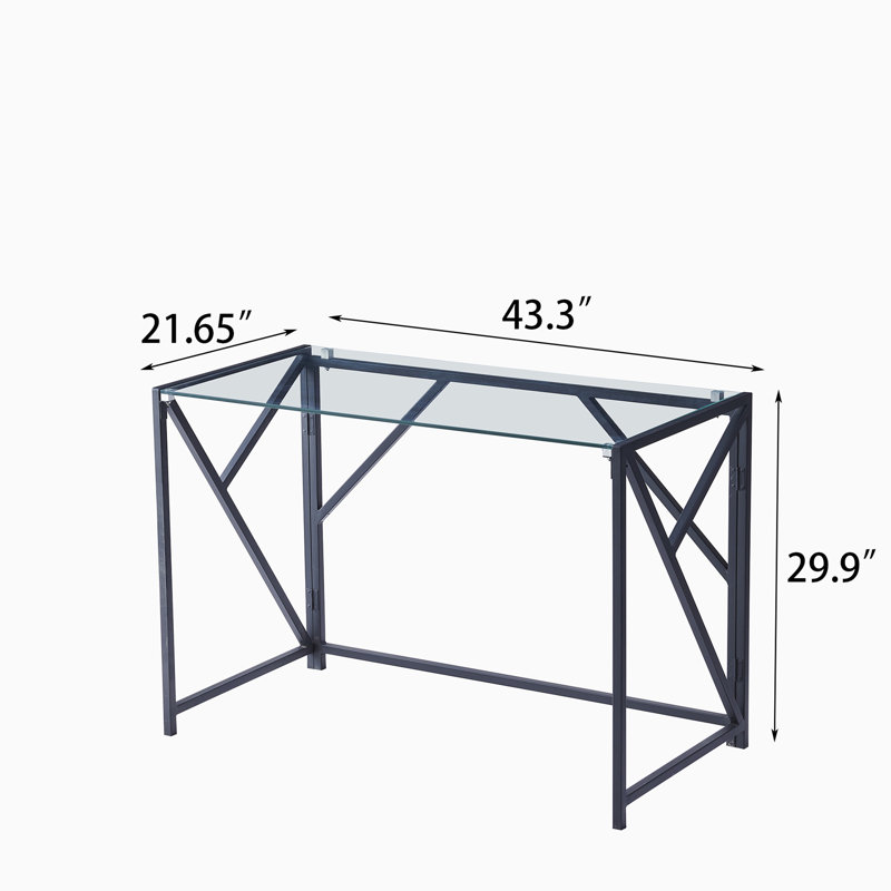Bureau d'ordinateur en verre transparent Tempe
