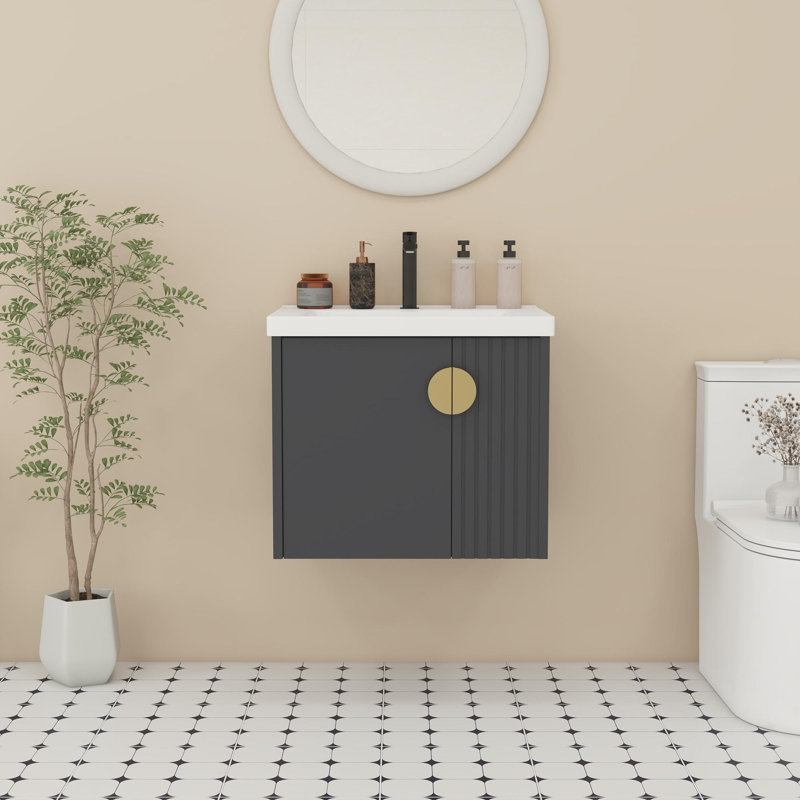 Ensemble de meuble-lavabo avec armoires, Noir, 24"