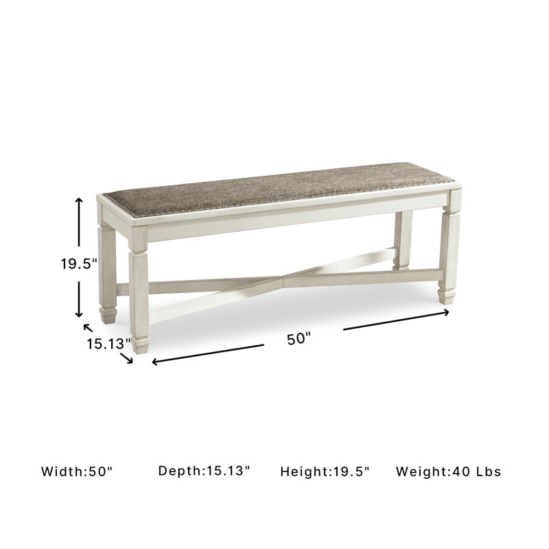 Banc rembourré Chailey, Brun, Blanc / Blanc