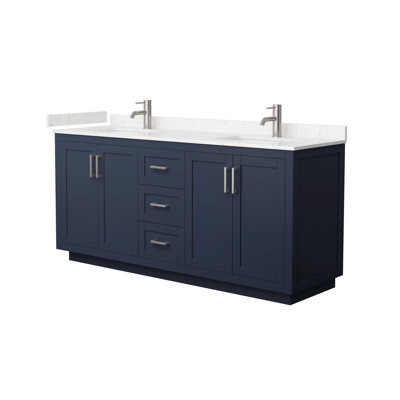 Ensemble de meuble-lavabo double autoportant 72 po avec plateau en marbre Miranda