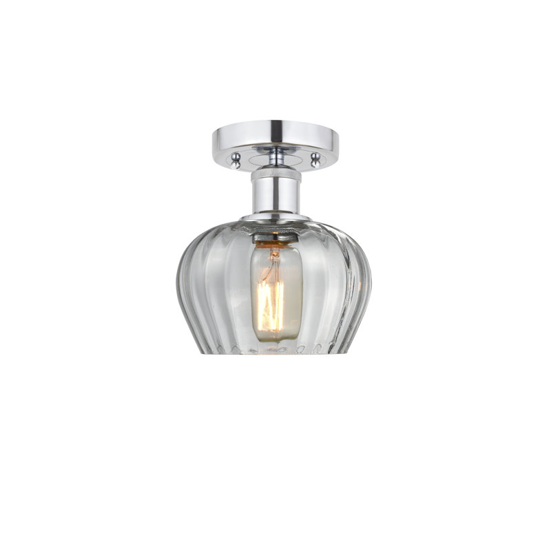 Plafonnier semi-encastré Noille Glass, Transparent, Chrome poli, H 8,25 po x l 6,5 po x P 6,5 po