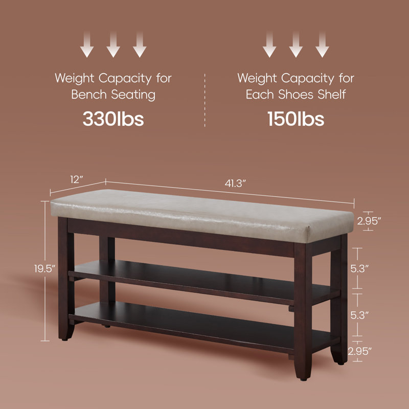 Banc de rangement pour chaussures 40 po, Grey