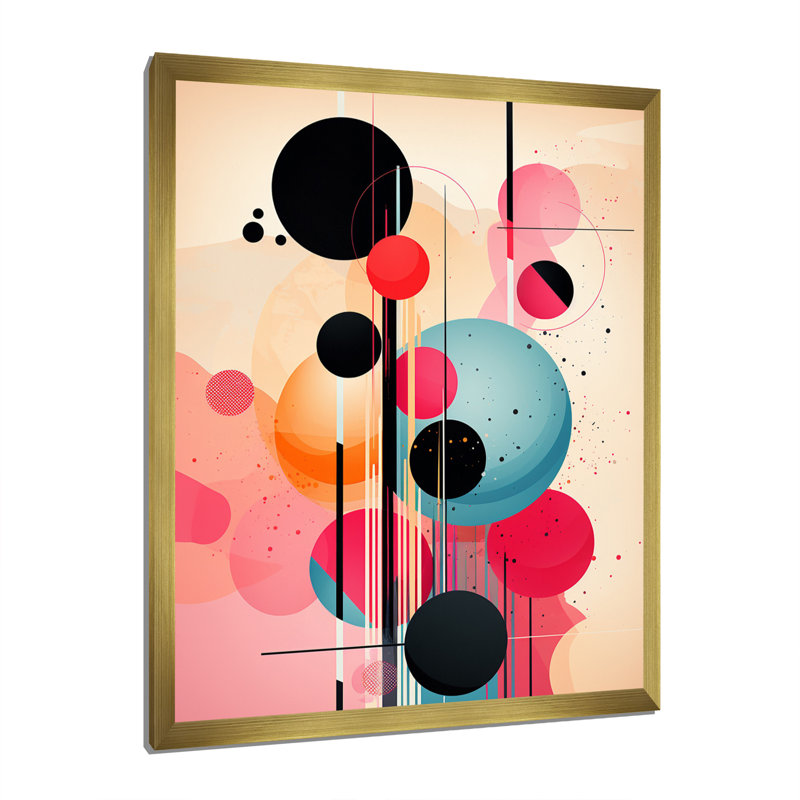 Impression sur toile géométrique rétro Serendipity, H 40 po x l 30 po x P 1,5 po, Encadrement doré