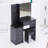 37" Middle Size Left Bedside Cabinet Vanity Table + Cushioned Stool, Extra Large Right Sliding Mirror, Multi Layer High Capacity Storage, Practical Fashionable Dresser, Suitable For Middle Space-345690209